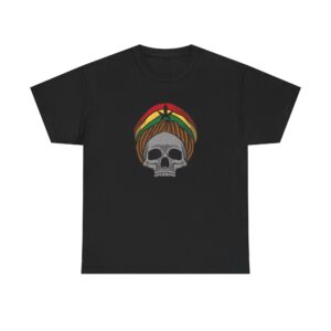 Rasta Skull Graphic Weed Tee - Image 2