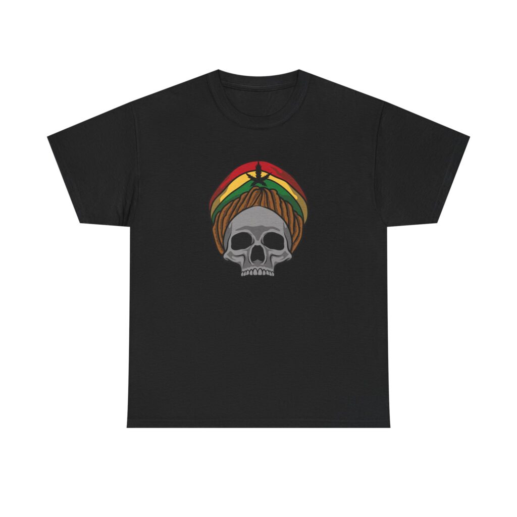Rasta Skull Graphic Weed T Shirt