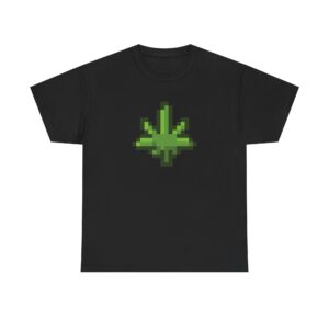 Pixelated Pot Leaf Graphic Weed Tee - Image 2