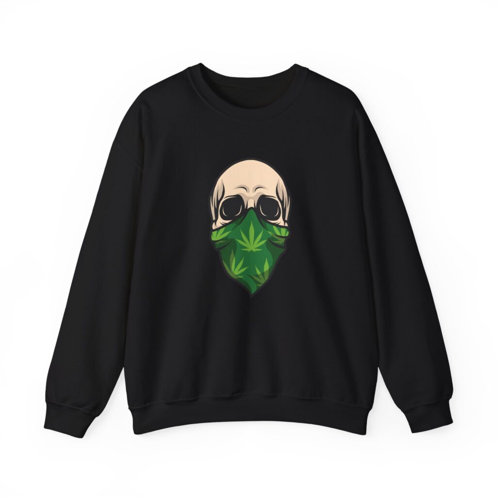 Bandana Skull Graphic Weed Crewneck Sweatshirt