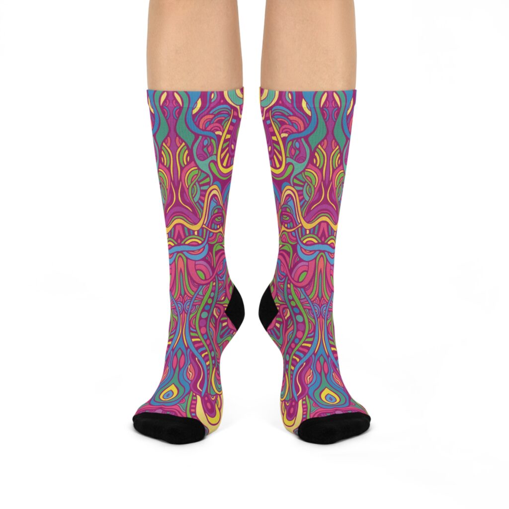 Psychedelic Fractal 420 Socks