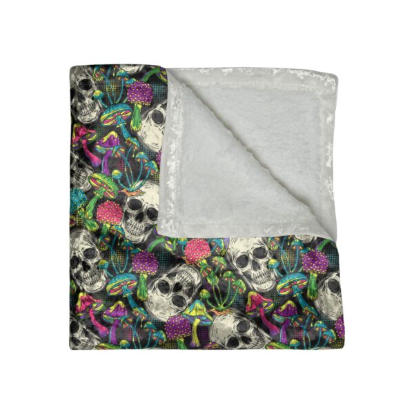 Mushroom Skulls Crushed Velvet Weed Blanket