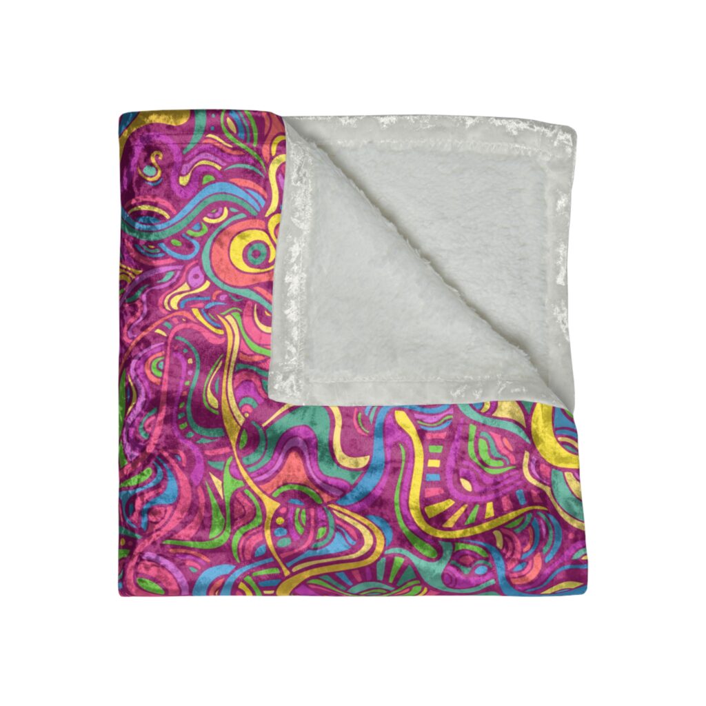 Psychedelic Fractal Crushed Velvet 420 Blanket