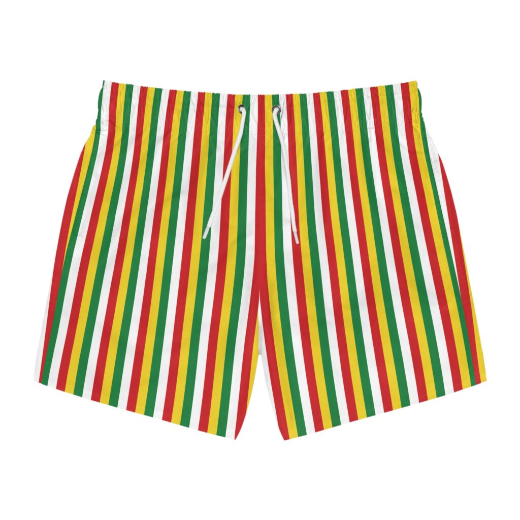 Rasta Stripe Marijuana Swim Trunks