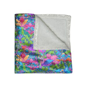 Mushrooms Psychedelic Crushed Velvet Stoner Blanket
