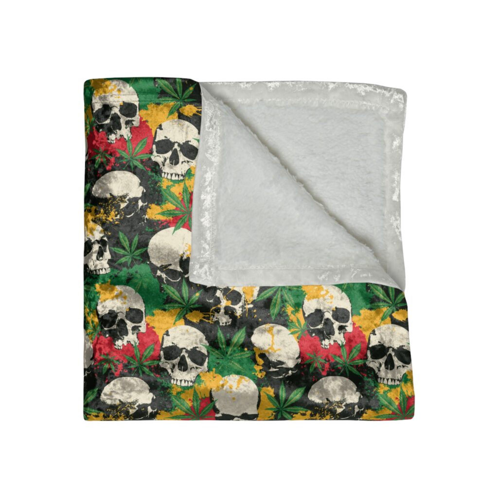 Cannabis Skulls Velvet 420 Blanket