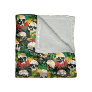 Cannabis Skulls Velvet 420 Blanket