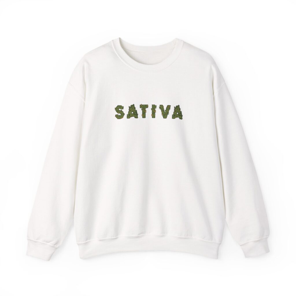 Sativa Flower Graphic Weed Crewneck Sweatshirt