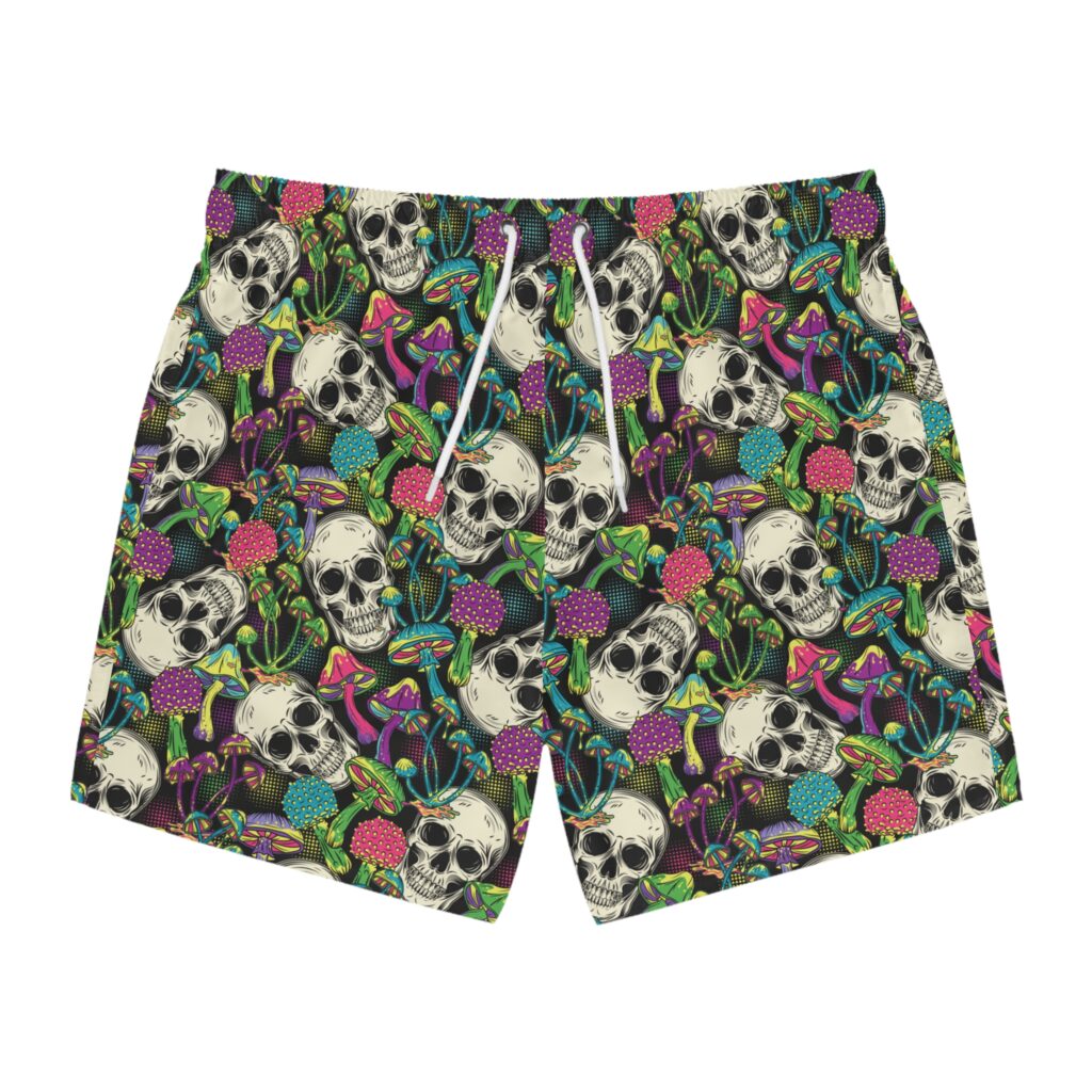 Mushroom Skulls Weed Swim Trunks