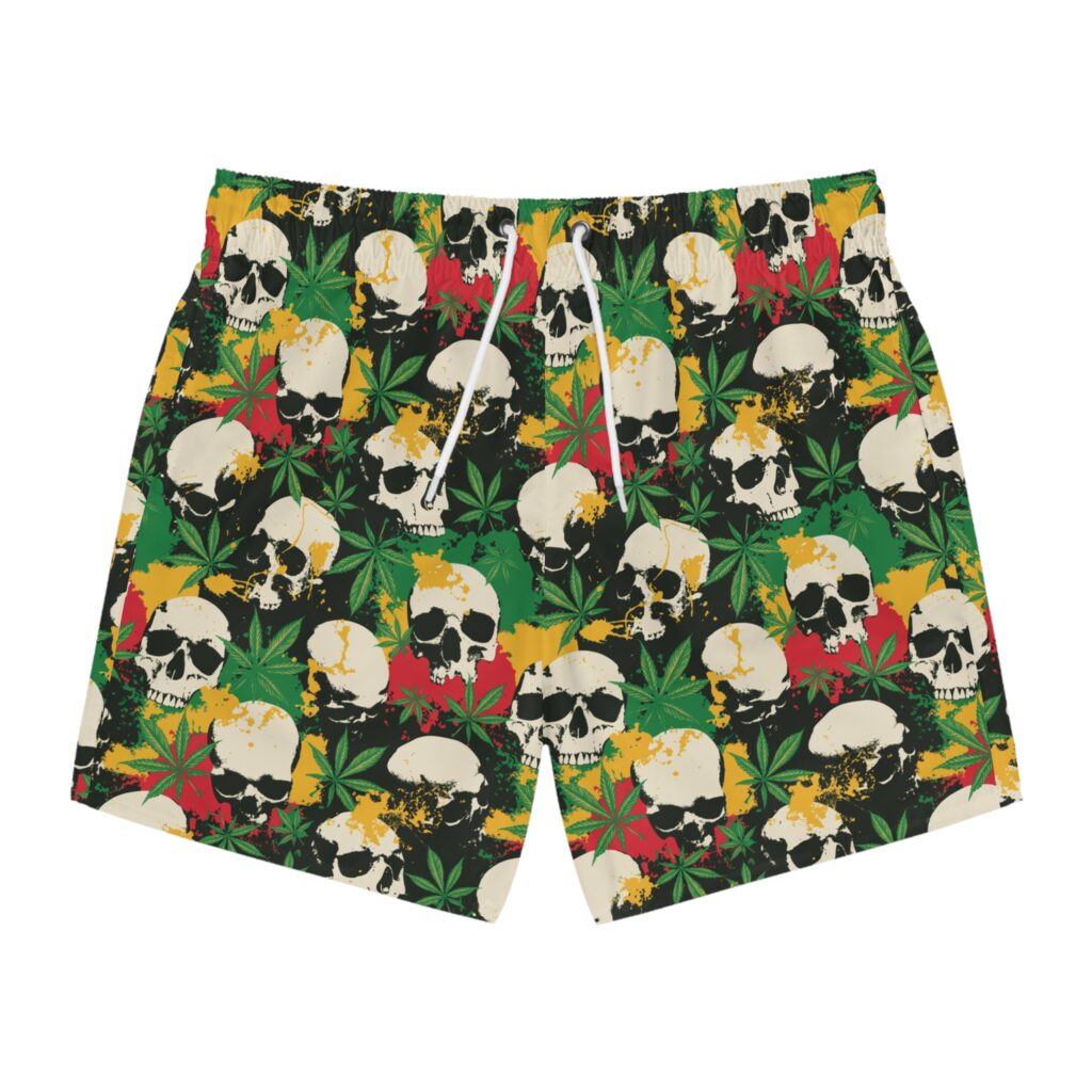 Cannabis Skulls Weed Swim Trunks