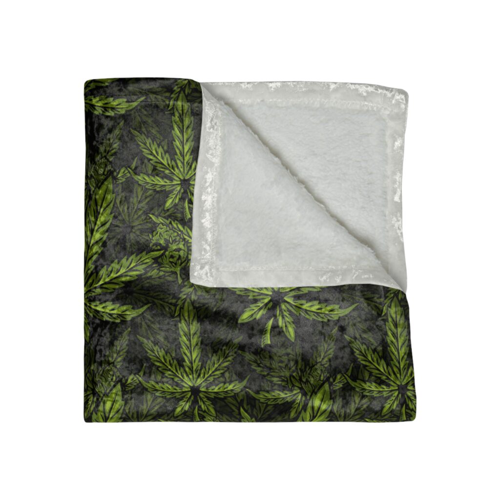 Pot Leaf Crushed Velvet Weed Blanket