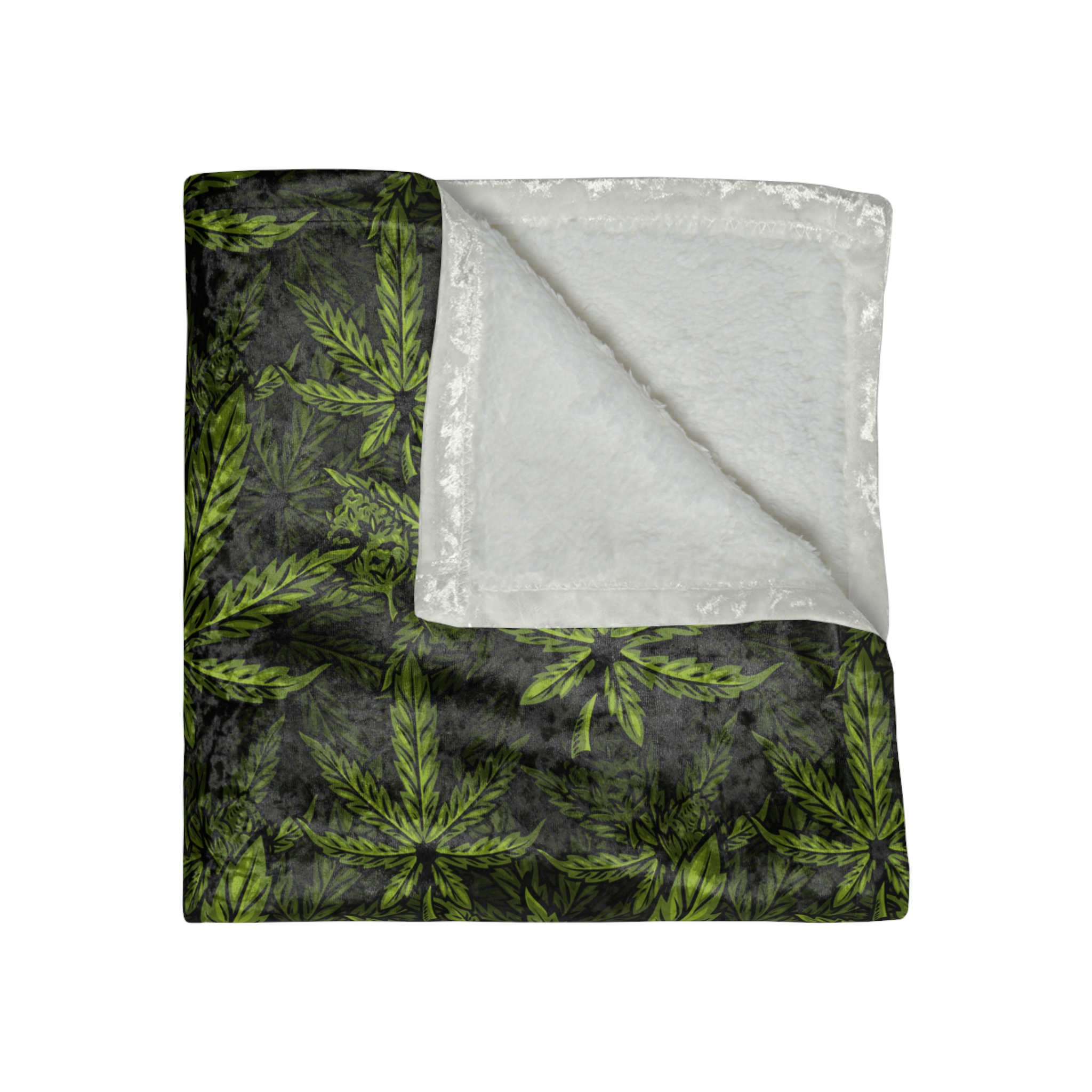 Pot Leaf Crushed Velvet Weed Blanket