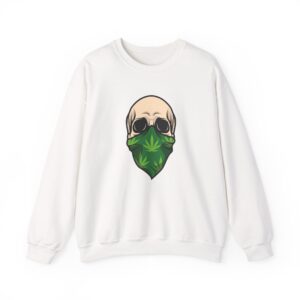 Bandana Skull Graphic Weed Crewneck Sweatshirt