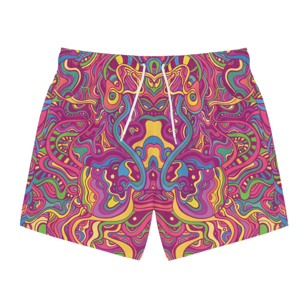 Psychedelic Fractal Weed Swim Trunks