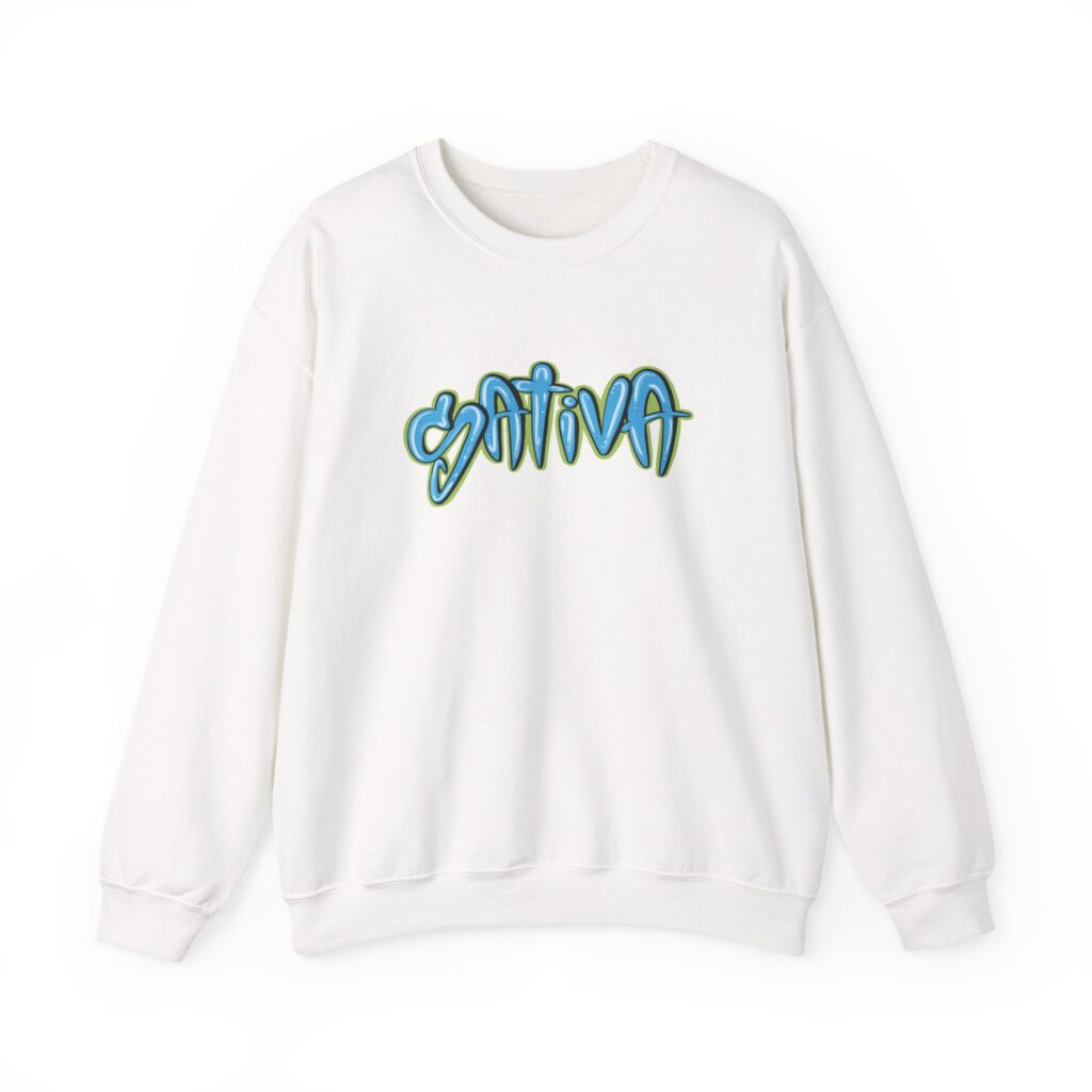 Sativa Graffiti Graphic Stoner Crewneck Sweatshirt