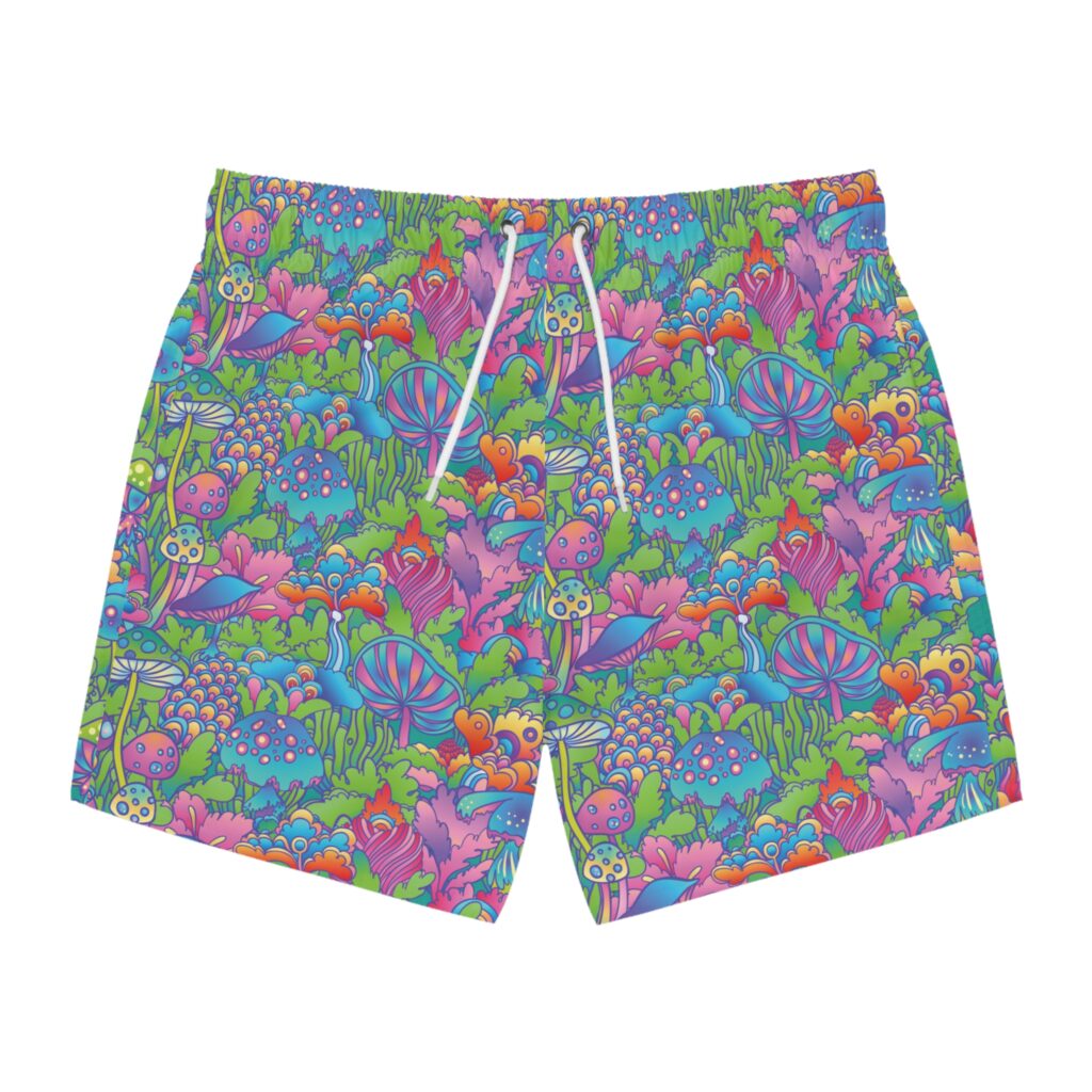 Mushrooms Psychedelic 420 Swim Trunks
