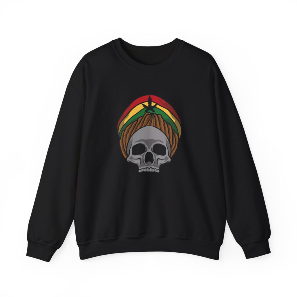 Rasta Skull Graphic Weed Crewneck Sweatshirt