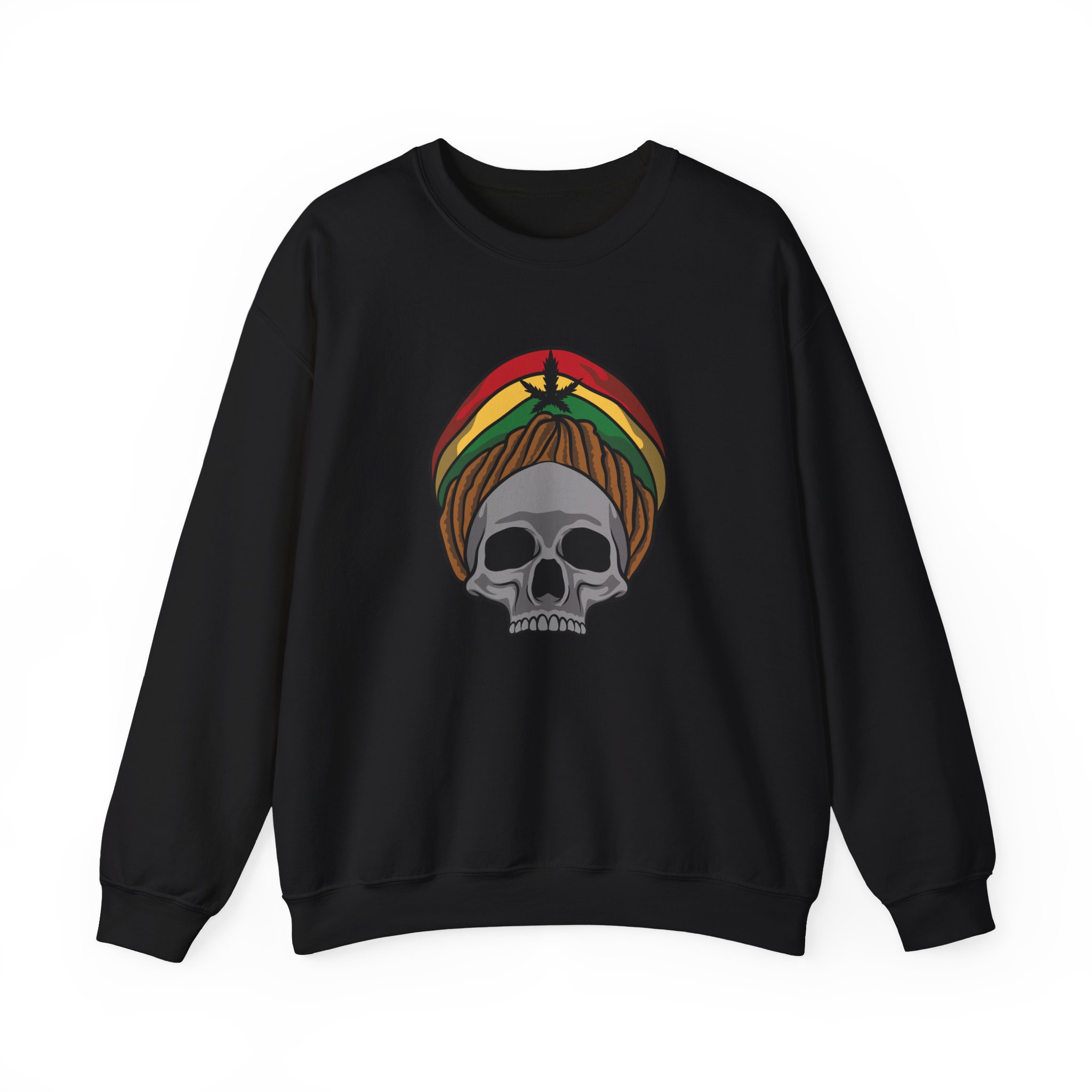 Rasta Skull Graphic Weed Crewneck Sweatshirt - Image 2
