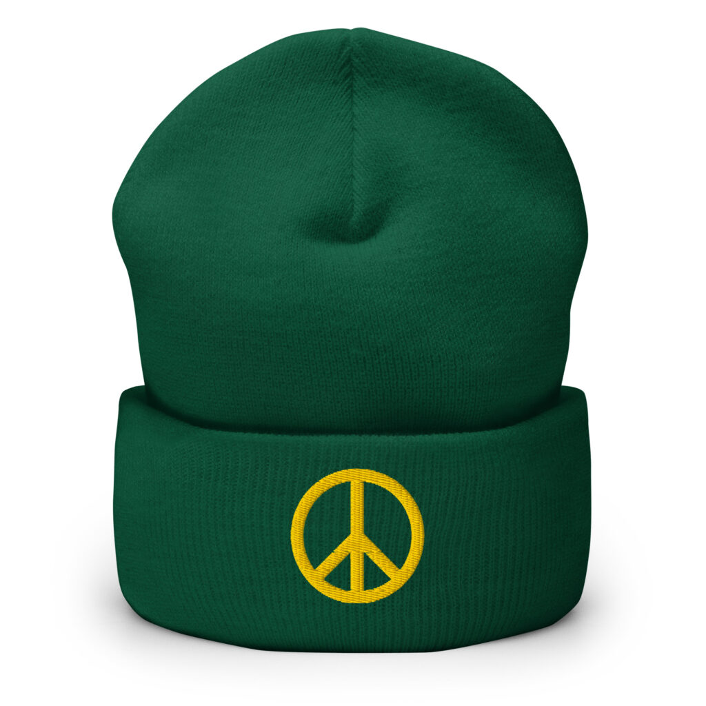 Peace Sign Cuffed Beanie